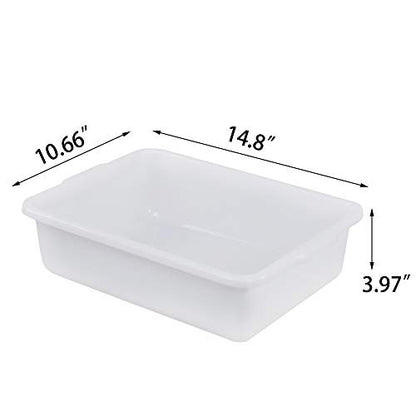 Small Bus Tubs Commercial Set of 4, Plastic Wash Basin, 8 Liter - color: White, size: 8 L