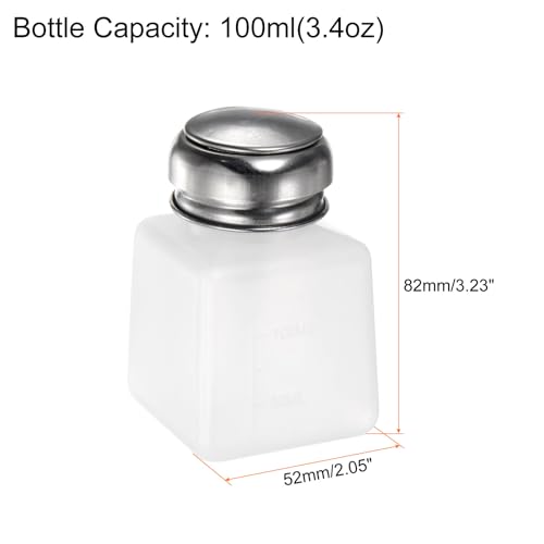 HARFINGTON Solvent Alcohol Dispensers 100ml(3.4oz) Push Down Liquid Dispenser Pump Bottle with Sealing Stainless Steel Lid for Acetone Cleanser Polish Remover, White - color: White, size: 3.4 Ounces