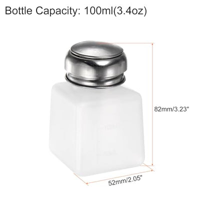 HARFINGTON Solvent Alcohol Dispensers 100ml(3.4oz) Push Down Liquid Dispenser Pump Bottle with Sealing Stainless Steel Lid for Acetone Cleanser Polish Remover, White - color: White, size: 3.4 Ounces