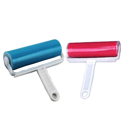 Resuable Washable Lint Roller Sticky for Pet Hair Cat Dog Remover Tool Pet Shedding Brush Cleans your Clothing Sofa (Pink, Blue)2 Pack
