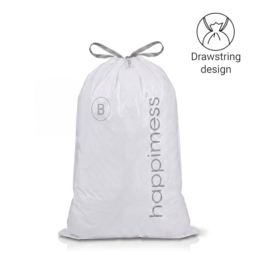 happimess 5.3 Gallon (20L) Drawstring Trash Bags, Unscented, Clear, Heavy Duty LDPE Liners for Kitchen and Household, Custom Fit 120 Count (6 Packs of 20 Liners) HPM3000B-C-6SET - color: Clear, size: 120 Count (Pack of 1)