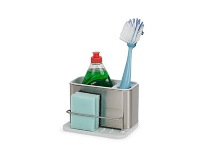 Joseph Joseph Surface Stainless Steel Caddy Sink Area Organizer and Sponge Holder, Stone - color: Light Stone