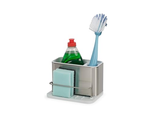 Joseph Joseph Surface Stainless Steel Caddy Sink Area Organizer and Sponge Holder, Stone - color: Light Stone