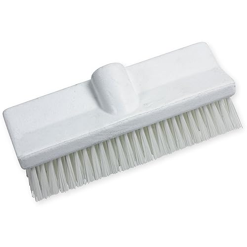 SPARTA 40423EC02 Plastic Floor Scrub Brush, Wall Brush, Equipment Brush With Nonabsorbent Bristles For Industrial Kitchens, Hospitals, Commercial Cleaning, 10 Inches, White, (Pack of 2) - color: White
