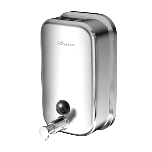 Commercial Wall Mounted Stainless Steel Soap Dispenser, Liquid & Gel Hand Sanitizer for Public Restrooms, Janitorial Cleaning Supplies, Key Lock, Leak-Proof for Hotels, Hospitals, Offices - size: 1000ml(35oz)