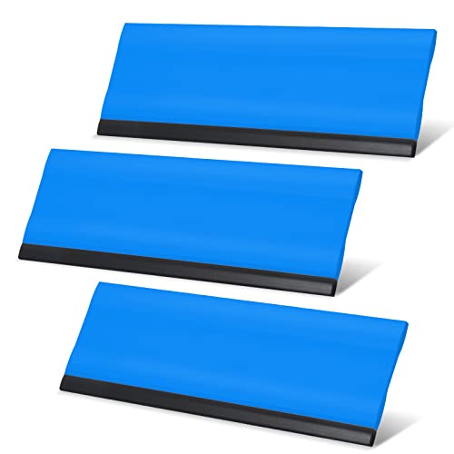 FOSHIO 6 Inch Rubber Squeegee for Kitchens, Glass, Shower and Car Windows, Film Installation Vinyl Scraper Tint Squeegee, Windshield Glass Cleaning Tool, Pack of 3 (Blue) - color: Pure Blue