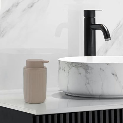 BosilunLife Foam Hand Soap Dispenser - Ceramic Foaming Soap Dispenser for Bathroom 12oz Refillable Liquid Lotion Soap Dispenser with Rust-Proof Foaming Pump for Countertop - color: Khaki Foam Pump