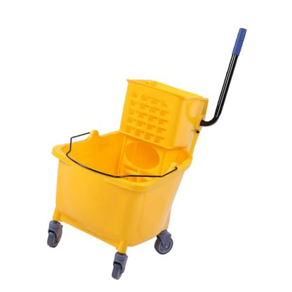 Zunate Commercial Mop Bucket with Side Press Wringer, 32L Heavy Duty Rolling Mop Bucket for Restaurant Office Industrial Floor Cleaning