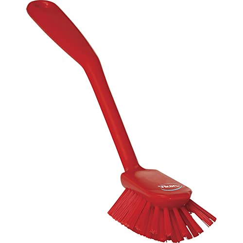 2 25/64 in W Dish Brush, Medium, 8 in L Handle, 3 1/8 in L Brush, Red, Plastic, 10 1/2 in L Overall - 1 Each - color: Red