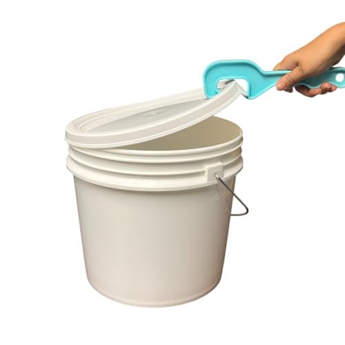3.5-Gallon Bucket Heavy-Duty with Easy-Open Lid & Bonus Bucket Opener Tool – Multipurpose Utility Pail for Paint, Cleaning, Storage, Gardening, and More – BPA-Free, Durable Plastic (White) - color: White