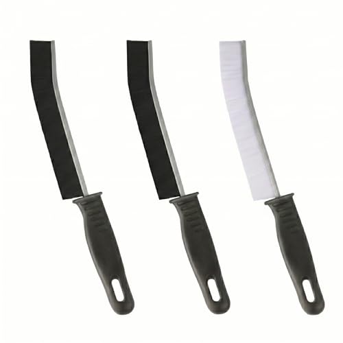 3 Pack Angled Crevice Cleaning Brush, Rigid Bristle Deep Gap Scrub Tool for Window Tracks, Sliding Doors, Bathroom Sinks and Kitchen Seams, Curved Handheld Scrubber