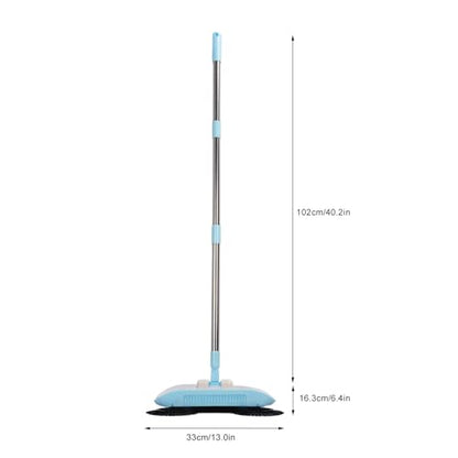 Carpet Sweeper Manual Push Handheld, Spin Sweeper Push 2 in 1 Hand Floor with 180 Degree Rotating Hard Floor Mopping Cleaner for Wooden Marble Tile (Blue) - color: Blue