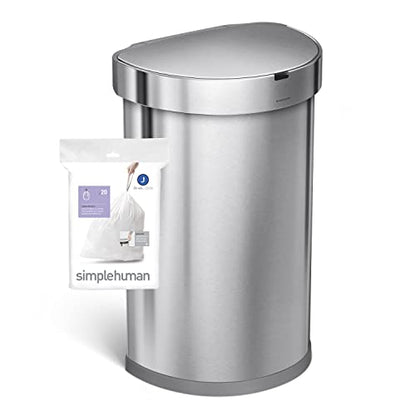 simplehuman Code J Custom Fit Trash Can Liner, 3 refill packs (60 Count), 30-45 Liter / 8-12 Gallon - size: 60 Count (Pack of 1)
