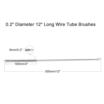 Utoolmart Steel Wire Tube Brush 12" x 1/4" Spiral Long Handle Cleaning Brush for Tube Bottle Pipe Welding Slag Rust Remove Cleaning Tool,10pcs - color: 10pcs, size: 0.6cm