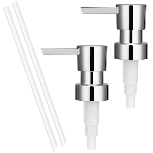 2 Pack Soap Dispenser Pump Replacement 28/400 Thread Lotion Pump Head for Regular Mouth Refillable Bottles for Kitchen & Bathroom(Silver) - color: Silver-3