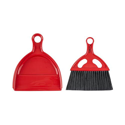 Restaurantware Mini Broom and Dustpan Set 40 Pack of Plastic Handheld Brush and Pan Compact Cleaning Kit with Ergonomic Handle Red and Black Office Desk and Home Cleaning Set