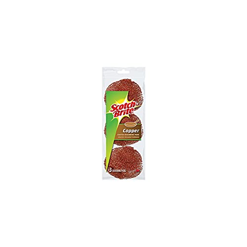 Scotch-Brite Copper Coated Scrubbers, Scouring Pads for Cleaning Tough Baked-On Messes, Metal Scrubbers for Cleaning Dishes, 3 Scrub Pads (Pack of 8)