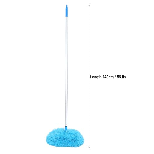 Ceiling Fan Duster with Extension Pole, 360 Degree Rotation Extra Long Round Duster Washable Cobweb Brush for Outdoor Indoor (Blue) - color: Blue