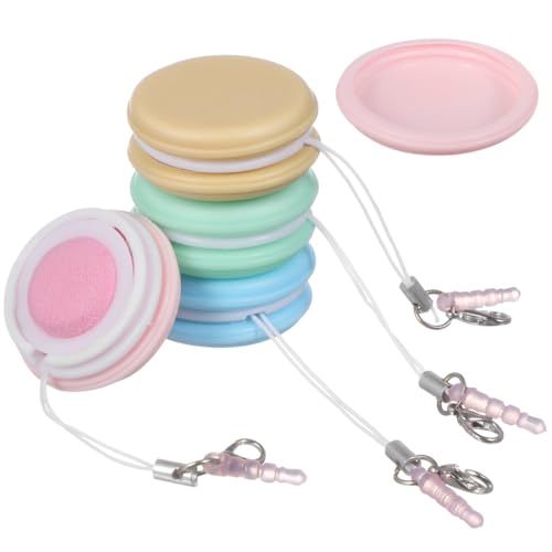 SEWACC 4pcs Macaron Phone Screen Cleaners Set, Cellphone Touch Screen Wipes Brush with Lanyard Keychain for Smartphones, Computer, Glass Lens, Random Color