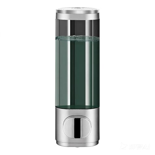 Silver Manual Bathroom Wall Mounted Soap Dispenser, 10oz/300ml Single Bathroom Shampoo and Conditioner Dispenser, Clear Plastic Refillable Liquid Lotion Pump Dispenser and Organizer - color: Silver