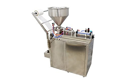 INTBUYING Automatic Quantitative Paste Liquid Filling Packing Machine 10-100ml Stainless Steel Automatic Liquid and Paste Filling Sealing Machine for Water Milk Oil Vinegar 110V