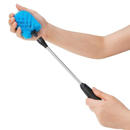 MOSOLAN Stainless Steel Bottle Brush with Replaceable Head, 2 Pack Long Handle Scrubbing Brush for Water Bottles, Glasswares, Mugs, Flasks, Tumblers, Vases, and Kitchen Sink, Blue, 13 in - color: Blue, size: 13 Inch (Pack of 2)