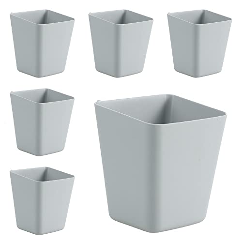 6 Pack Hanging Cup Holders, Wall Organizers, Rolling Cart Accessories Hanging Pen Holders Storage Containers Hanging Buckets for Home Decor Office, Kitchen, Art & Craft Supplies Accessories (grey) - color: grey