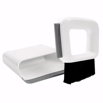 Dustpan and Brush Set Dust Pan Broom Brush Mini Dustpan with Brush Table Liquid Cleaning for KitchenTable Desk Key Board Cat Dog and Other Pets, White, KQ-001