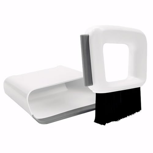 Dustpan and Brush Set Dust Pan Broom Brush Mini Dustpan with Brush Table Liquid Cleaning for KitchenTable Desk Key Board Cat Dog and Other Pets, White, KQ-001
