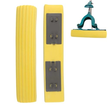 Sponge Mops for Floor Cleaning, Telescopic Handle Mop Squeegee Mop Mop Head Refills PVA Sponge Roller Replacements, Super Absorbent Roller Refill for Home Cleaning Tool, Yellow, Set of 2 （Only Head）