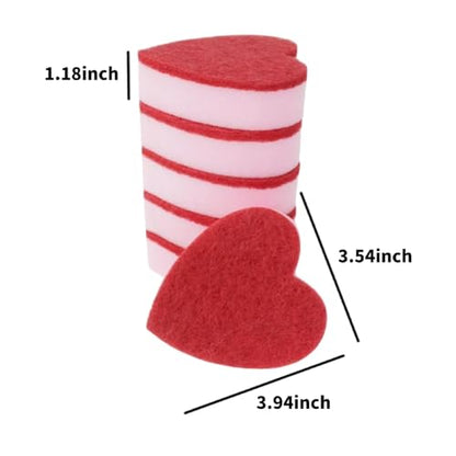 Heart Shaped Sponge, Dual-Sided Kitchen Scrubber for Washing Dishes, Pots, Pans and General Household Cleaning, Pink (6 Pack) - color: Pink