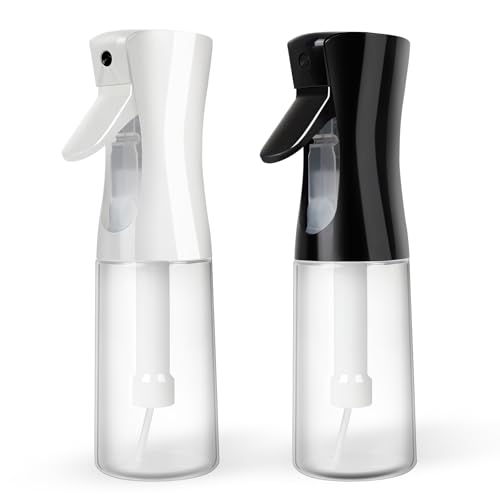 Continuous Spray Bottles (2 pack 6.8 oz/200ml), Ultra Fine Mist Sprayer, Spray Bottle For Hairstyling, Cleaning, Plants, Pets, Barbers, Salons (White & Black | 2 Pack) - color: White & Black | 2 Pack