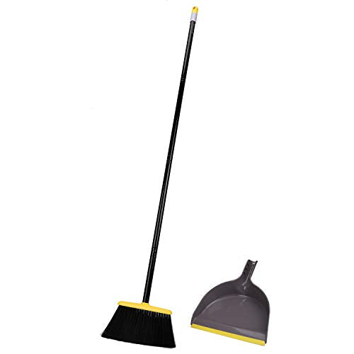 Broom and Dustpan Set,IndoorBroom with Dust pan Combo Set for Home,Angle Kitchen Broom for Floor Sweeping