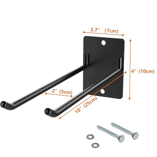 4-Pack Heavy-Duty Garage Wall Hooks, Solid Steel Tool Hanger for Shovel, Rake, Broom, Yard & Garage Organization