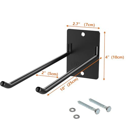 4-Pack Heavy-Duty Garage Wall Hooks, Solid Steel Tool Hanger for Shovel, Rake, Broom, Yard & Garage Organization
