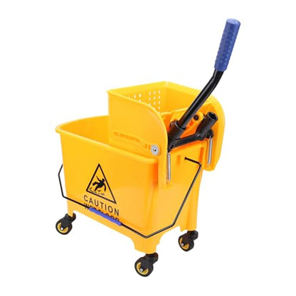 20l Commercial Mop Bucket, Heavy Duty Side Press Wringer High Strength Bucket, 360 Rotating Wheels with Handle, Ideal for Floor Cleaning in Restaurants, Offices &