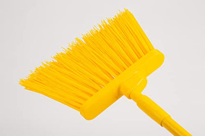 SPARTA 41083EC04 Plastic Color Coded Broom, Unflagged Bristles, Long Broom With Angled Head For Small Debris Cleaning, 56 Inches, Yellow - color: Yellow