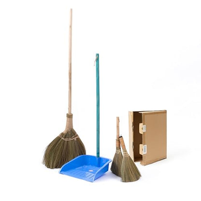 Broom and Dustpan Set for Home, Set of 3 Brooms - Broomstick for House, Garage, Office, Lobby Room, Kitchen