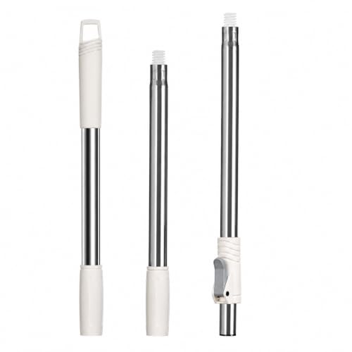 RinseWise Spin Mop Replacement Handle Only, 3-Section Stainless Steel Pole with 35/49/61 in Length Options, Fits All Tsmine FunClean Models, Not Universal, No Mop Head, Base or Bucket - White - color: White