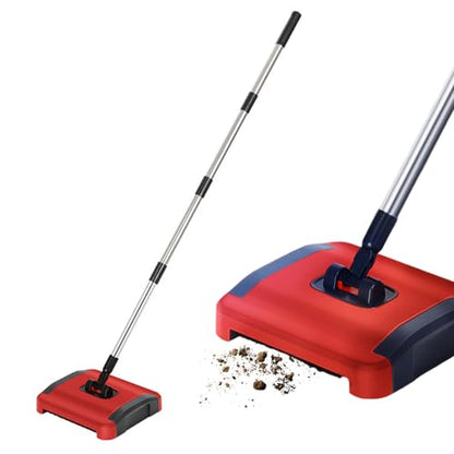 Carpet Sweeper Manual 3 Rolling Brushes Floor Sweeper with Wheels and Large Waste Bin, 43inch Detachable Carpet Cleaner for Pet Hair Dust Debris, Sweepers