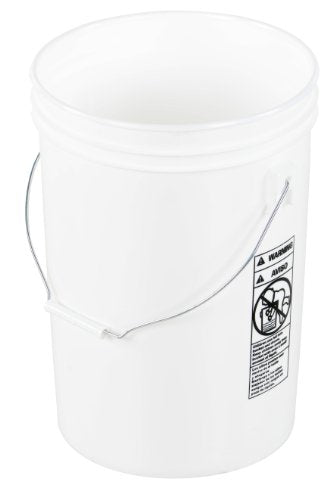 Vestil PAIL-6-PWS Plastic Open Head Pail with Steel Handle, 6 Gallon Capacity, White (Pack of 3) - size: One Size (Pack of 3)