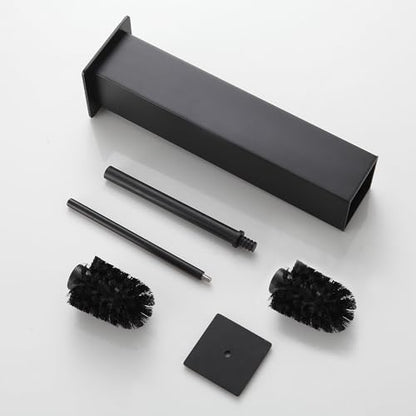Black Toilet Brush and Holder,Toilet Bowl Brush with Extra Long Handle - color: Matte Black