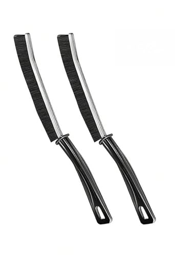 2/6Pcs Multifunctional Crevice Cleaning Brushes – Reach Tight Corners & Narrow Gaps in Bathroom, Kitchen, Tiles, Windows, Door Slots (Black,2 pcs) - color: Black, style: 2 pcs