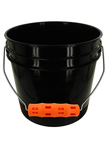 Halloween Supplies, Black Bucket with Orange Over Sized Grip (1 Gallon) - size: 1 Gallon