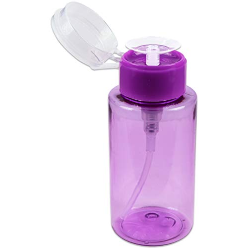 7oz Purple Push Down Pump Dispenser Empty Refillerble Bottle with Flip Top Cap - for Nail Polish, Travel, Cosmetics Packaging - color: Purple, size: 7 Ounce - 1 Bottle