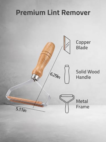 2 Pcs Carpet Rake for Pet Hair Removal, Dog Hair Remover for Rugs & Car Carpet, Manual Lint Scraper with Wooden Handle & Double Sided Copper Blade