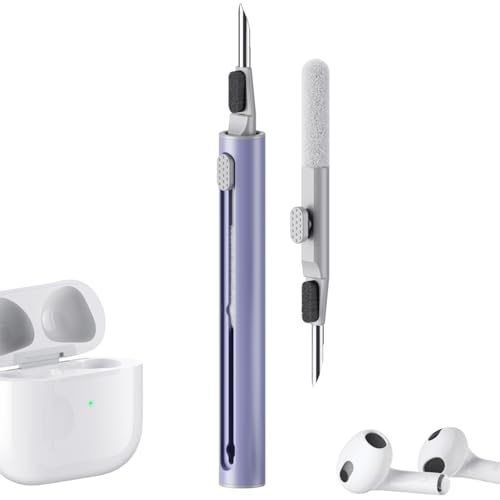 Hyashee Cleaner Kit for Airpods Pro 1 2 3 Multi-Function Cleaning Pen with Soft Brush Flocking Sponge for Bluetooth Earphones Case Cleaning Tools (Lavender Purple) - color: Lavender Purple