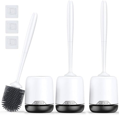 Lefree Toilet Brush Set with Ventilated Holder - 3 Packs, Silicone Toilet Bowl Brush - Floor Standing & Wall Mounted Scrubber - color: Black, size: 3 Pack