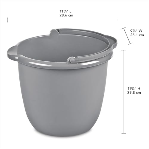 10 Qt. Spout Pail Classic Titanium, Large Opening Mop Bucket with Pour Spout, Easy Clean Plastic Pail for Household Cleaning, Car Wash, Garage, Nestable