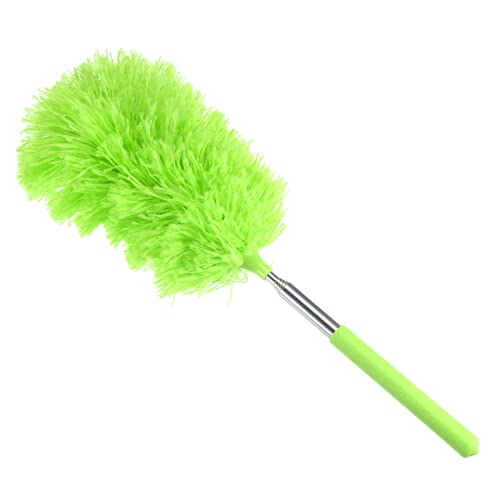 MECCANIXITY Microfiber Cleaning Duster, 12 to 31.5 Inch Washable Extendable Brush Flexible Feather Duster for Window Furniture, Green - color: Green